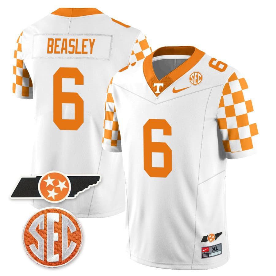 Men Tennessee Volunteers #6 Beasley White 2024 Nike Checkerboard & Alternate NCAA Jersey->ncaa teams->NCAA Jersey